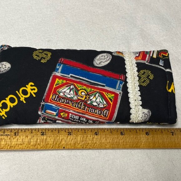 Handmade Money Pattern Padded Fabric Eyeglasses Soft Case Black 7"x3.5" - Picture 10 of 11